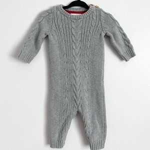 Cable Knit One Piece - Gray, Size 0-3 Months